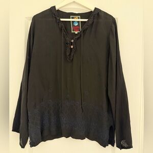 Johnny Was black Blouse with Subtle Embroidery